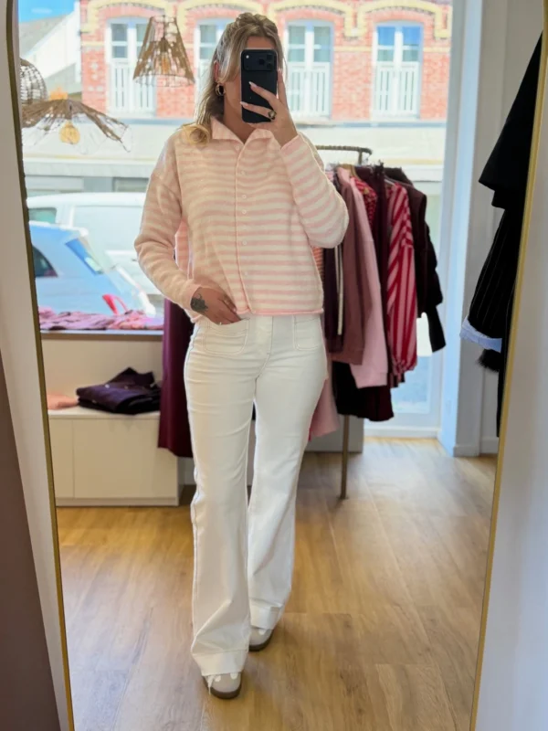 Gilet Marinière Rose et Blanc | Dream By C