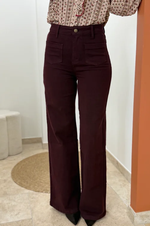 Jean Wide Bordeaux Femme | Dream By C