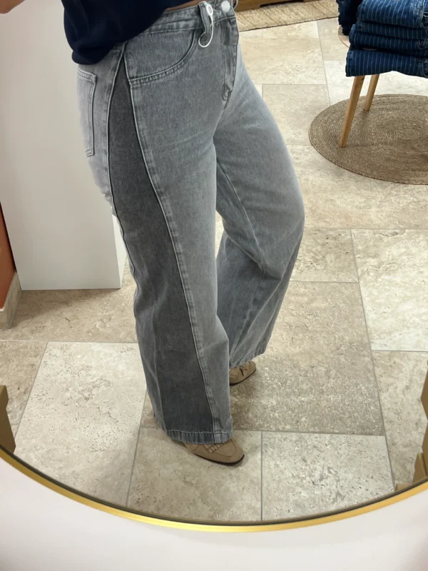 Jean Wide Gris Bicolore Femme | Dream By C
