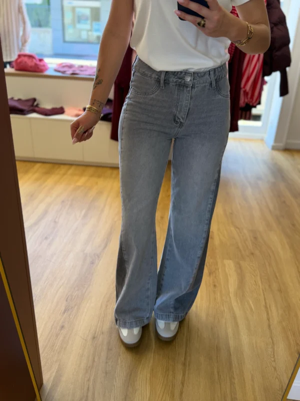Jean Wide Gris Bicolore Femme | Dream By C