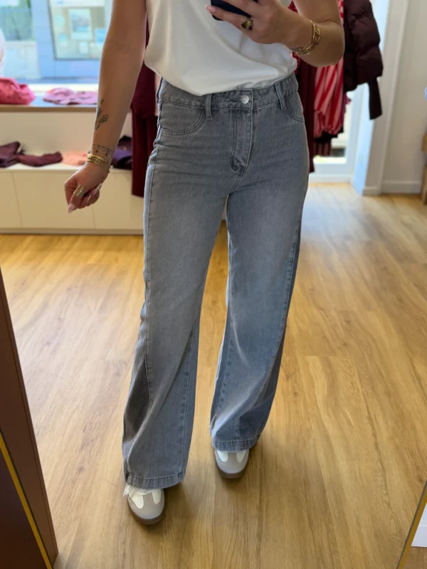 Jean Wide Gris Bicolore Femme | Dream By C