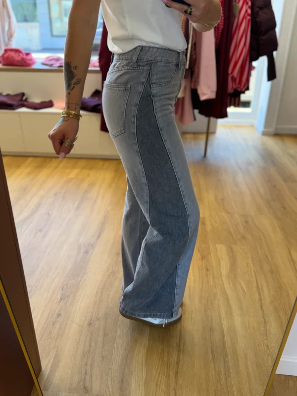 Jean Wide Gris Bicolore Femme | Dream By C