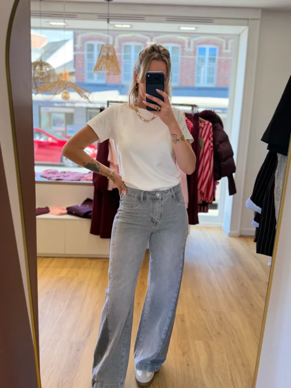 Jean Wide Gris Bicolore Femme | Dream By C