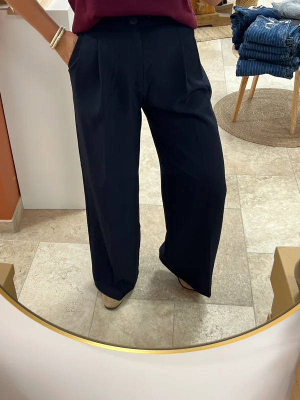Pantalon Large Pinces Bleu Marine | Dream By C
