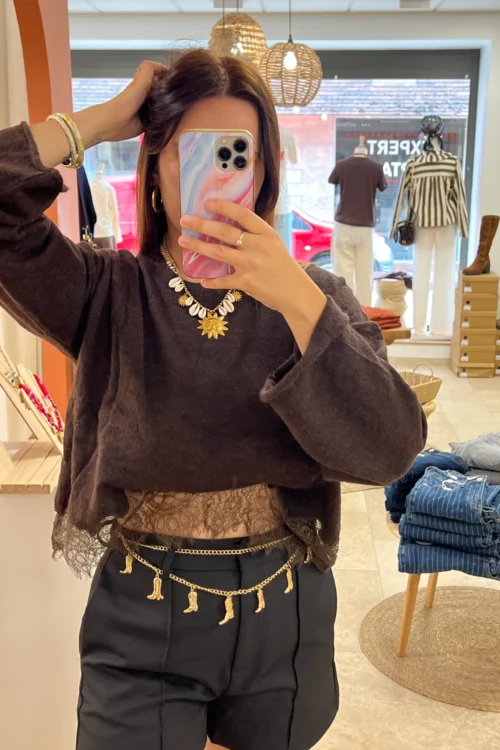 Pull Chocolat à Dentelle | Dream By C