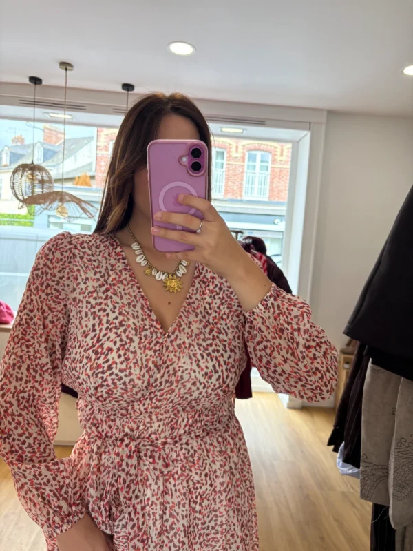 Robe Courte Tachetée Pulpeuses – Écru & Orange | Dream By C