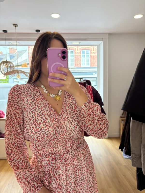 Robe Courte Tachetée Pulpeuses – Écru & Orange | Dream By C