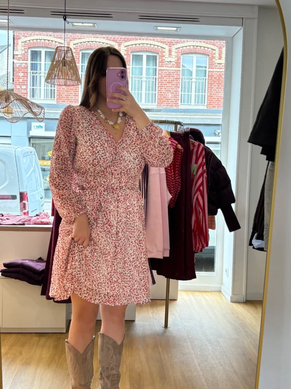 Robe Courte Tachetée Pulpeuses – Écru & Orange | Dream By C