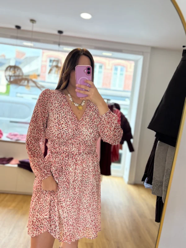Robe Courte Tachetée Pulpeuses – Écru & Orange | Dream By C
