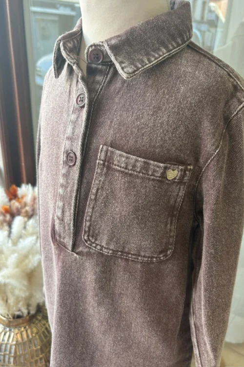 Robe Jean Chocolat Cœur Brodé Enfant | Dream By C