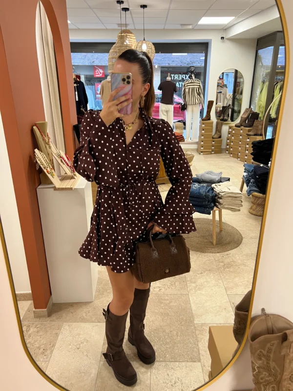 Robe Patineuse Chocolat Pois Courte | Dream By C