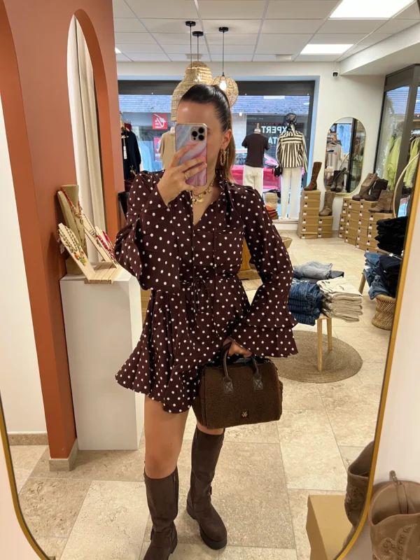 Robe Patineuse Chocolat Pois Courte | Dream By C