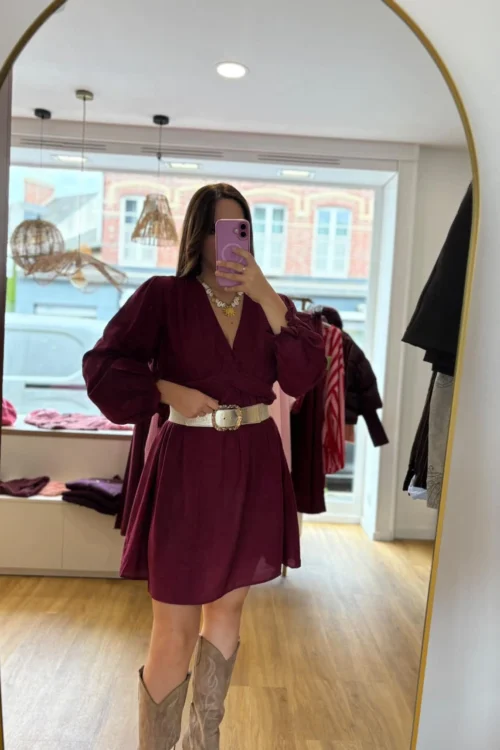 Robe Courte Unie Manches Longues Pulpeuses | Dream By C