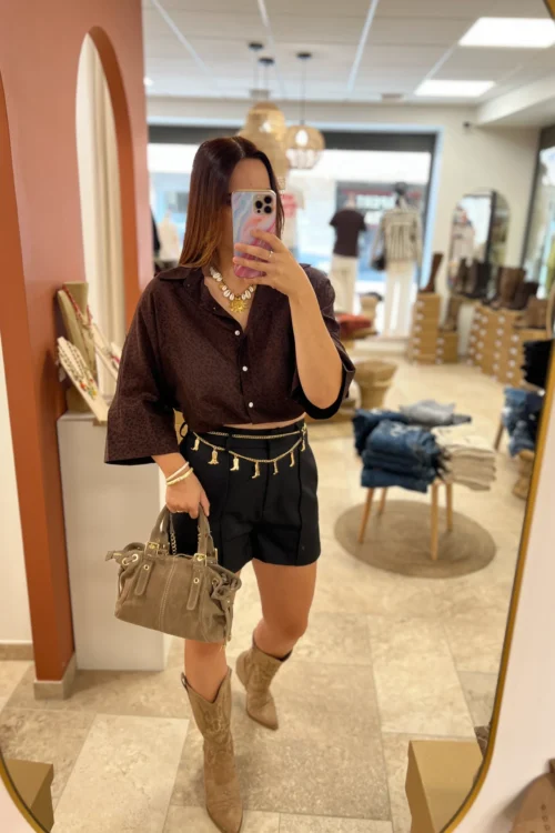 Short Tailleur Habillé Femme – Noir & Chocolat | Dream By C