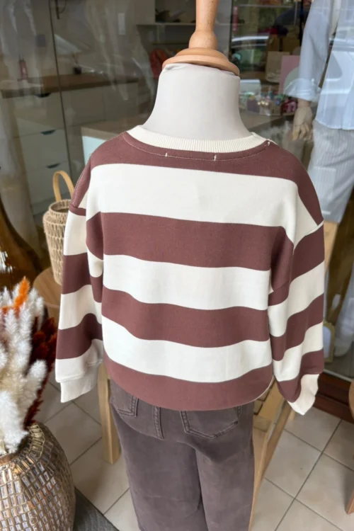 Sweat Good Vibes Mixte Rayé Chocolat & Crème | Dream By C
