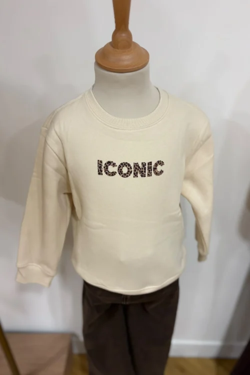 -sweat-iconic-beige-leopard-enfant Sweat ICONIC Beige Léopard Enfant | Dream By C