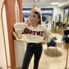 Sweat Oversize Brodé Vintage Gris Bordeaux | Dream By C