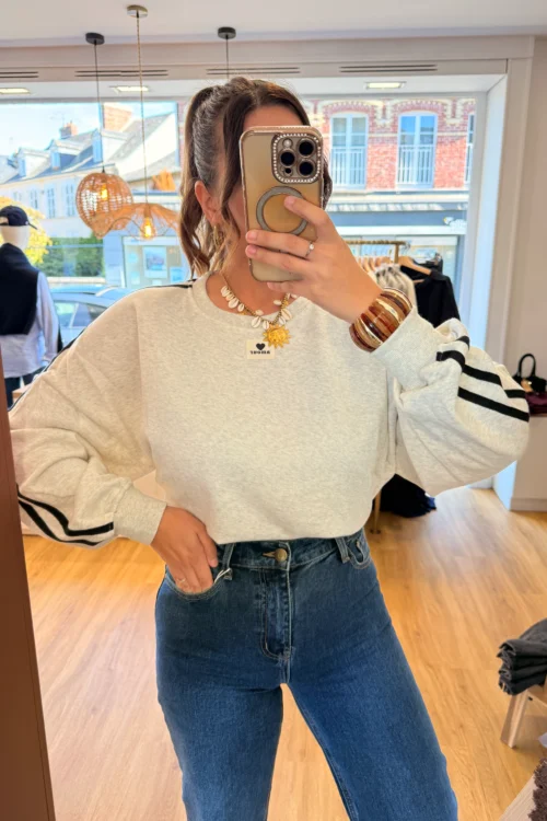 Sweat Amour Bandes Blanches Oversize | Dream By C