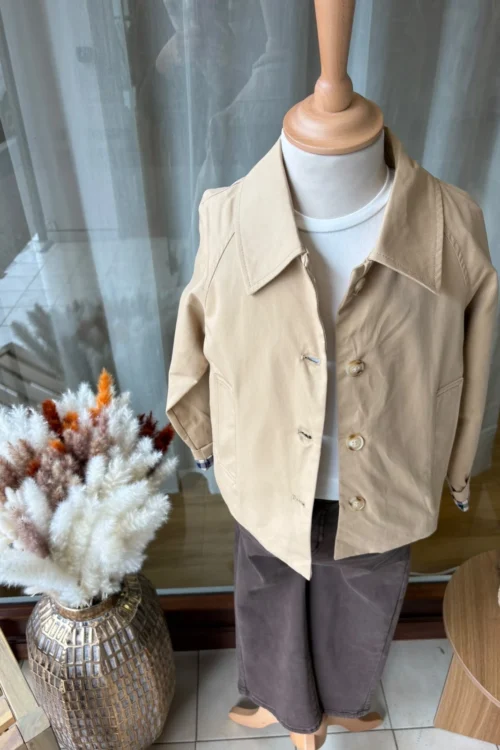 Trench Beige Enfant Doublure Carreaux | Dream By C