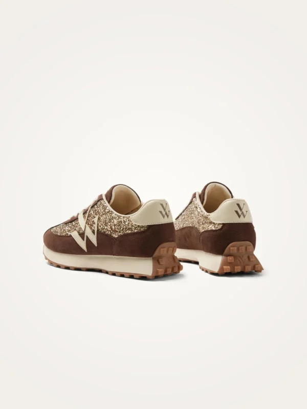 Baskets paillettes or femme FLOW Initials chocolat | Dream By C