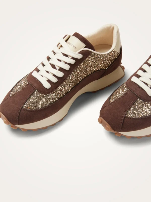 Baskets paillettes or femme FLOW Initials chocolat | Dream By C