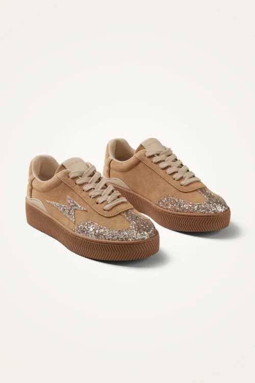 Baskets semelle chevrons camel femme | Dream By C
