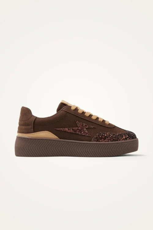 Baskets semelle chevrons marron femme | Dream By C