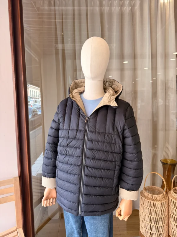 Doudoune Courte Réversible Beige Noire | Dream By C