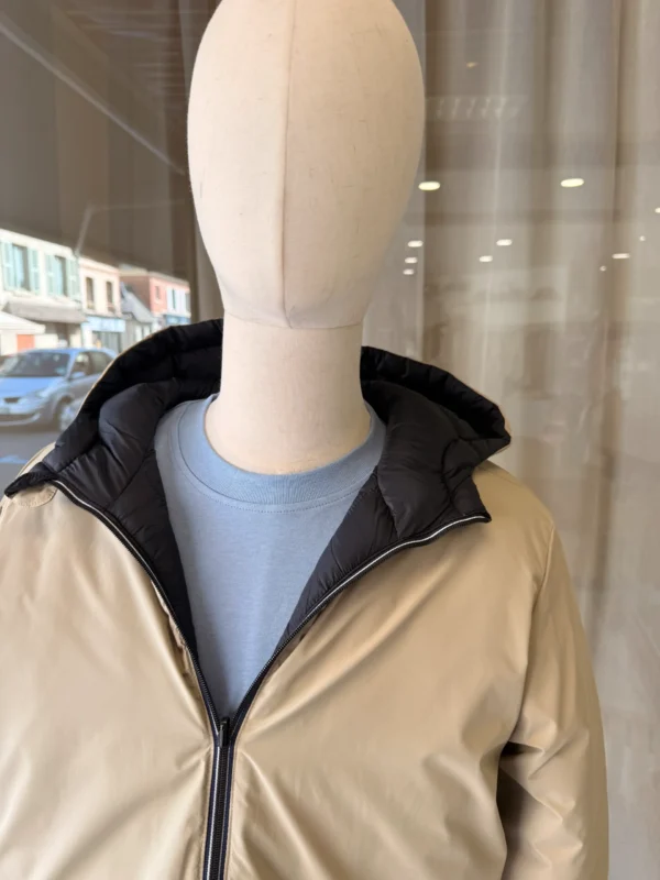 Doudoune Courte Réversible Beige Noire | Dream By C