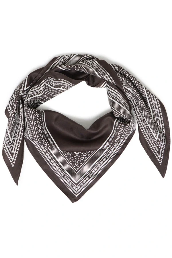 Foulard triangle chocolat imprimé écru B.Young | Dream By C