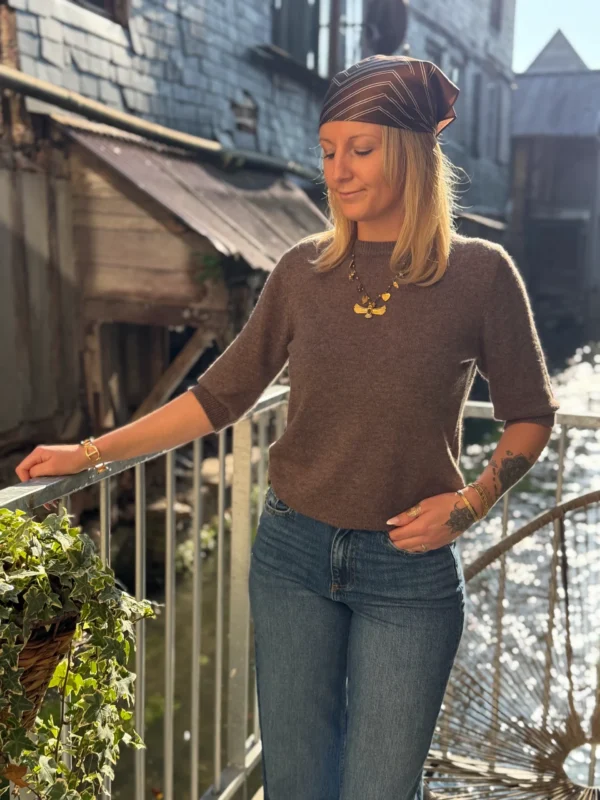 Pull manches courtes cachemire chocolat femme | Dream By C