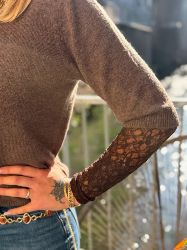 Pull manches courtes cachemire chocolat femme | Dream By C
