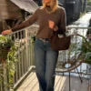Pull manches courtes cachemire chocolat femme | Dream By C