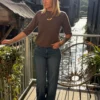 Pull manches courtes cachemire chocolat femme | Dream By C