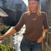 Pull manches courtes cachemire chocolat femme | Dream By C