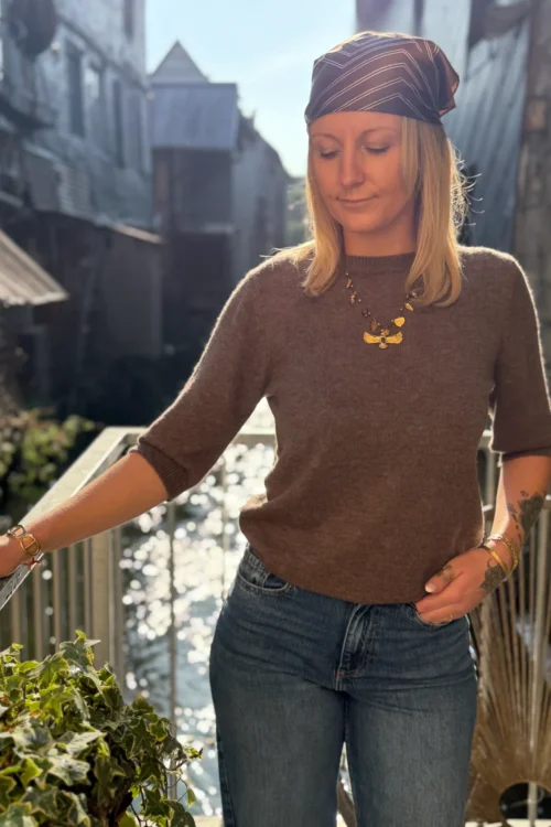 Pull manches courtes cachemire chocolat femme | Dream By C