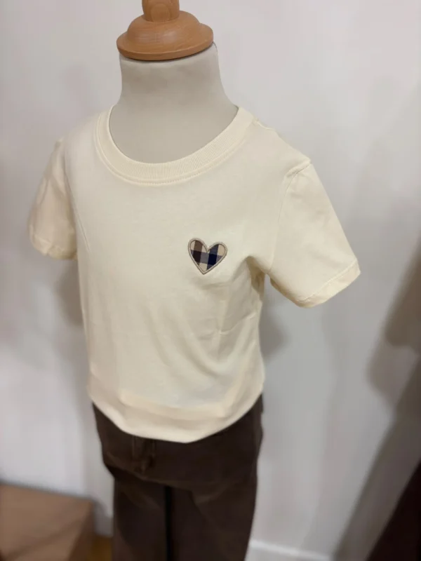 T-shirt Beige Cœur Carreaux Enfant | Dream By C