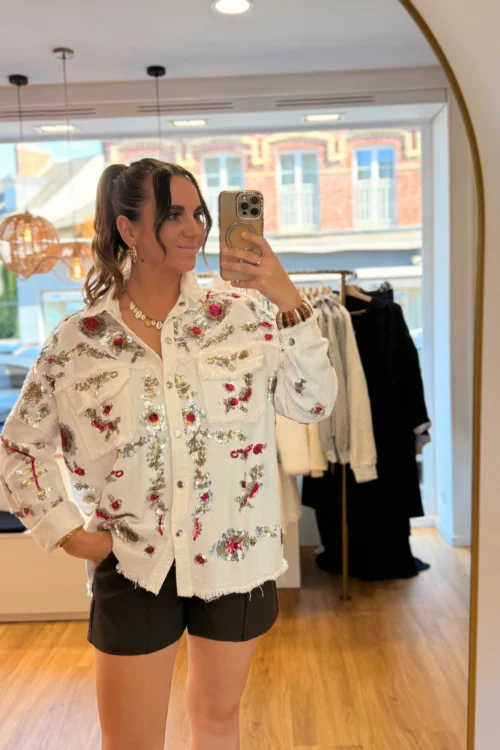 Veste Jean Sequins Oversize Effilée | Dream By C