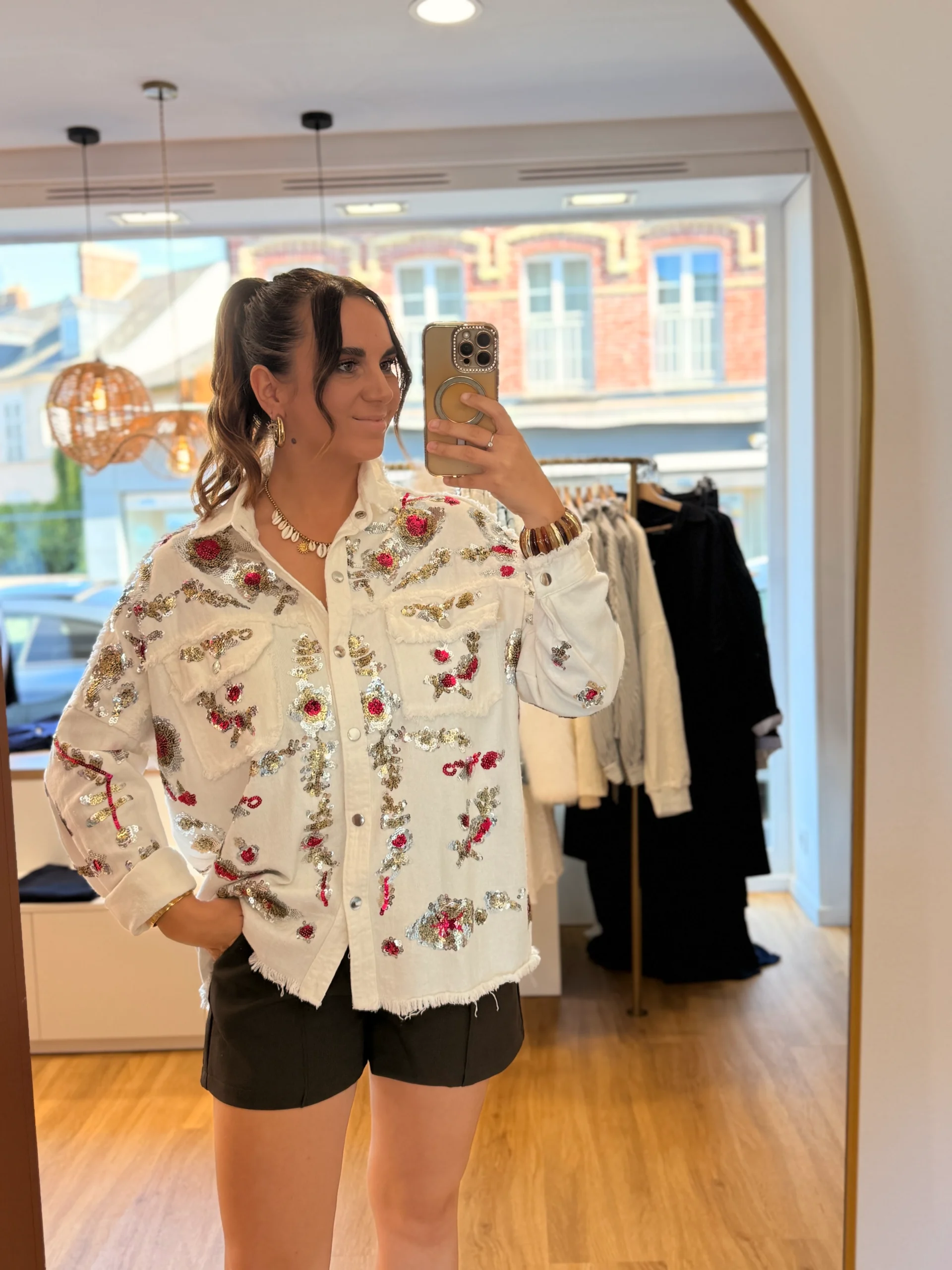 Veste oversize en jean à sequins