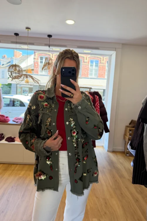 Veste Jean Sequins Oversize Effilée | Dream By C