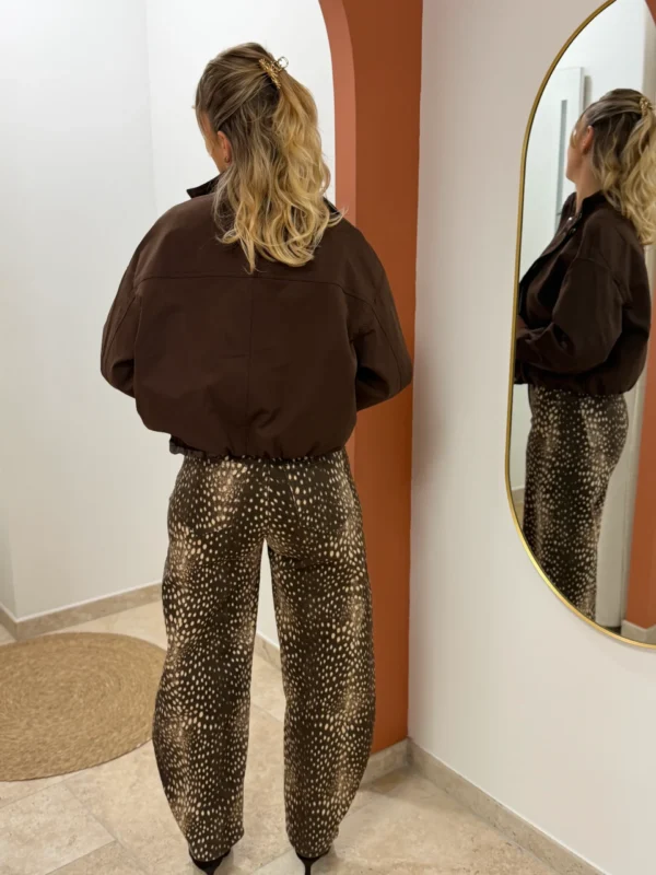 Blouson style pilote femme chocolat, col montant | Dream By C