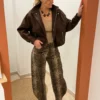 Blouson style pilote femme chocolat, col montant | Dream By C