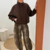 Blouson style pilote femme chocolat, col montant | Dream By C