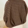 Blouson à carreaux femme chocolat, coupe ballon | Dream By C