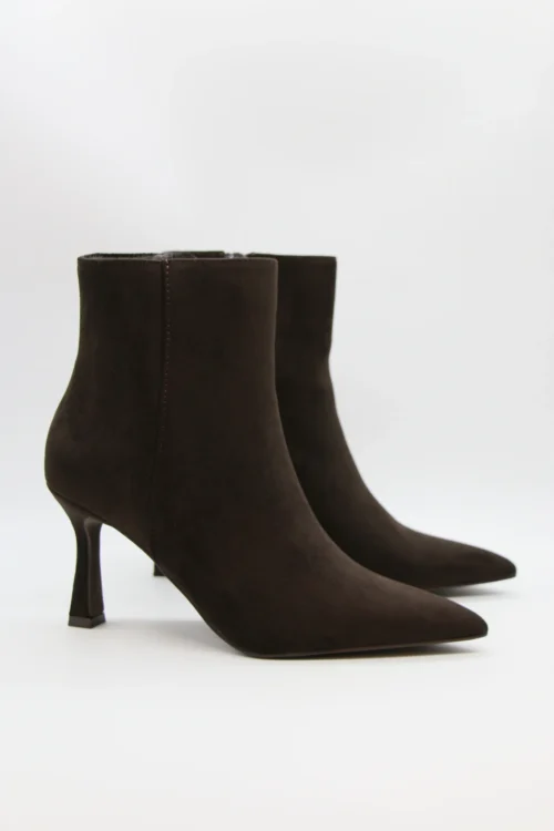Bottines daim chocolat femme à talon de 8 cm | Dream By C