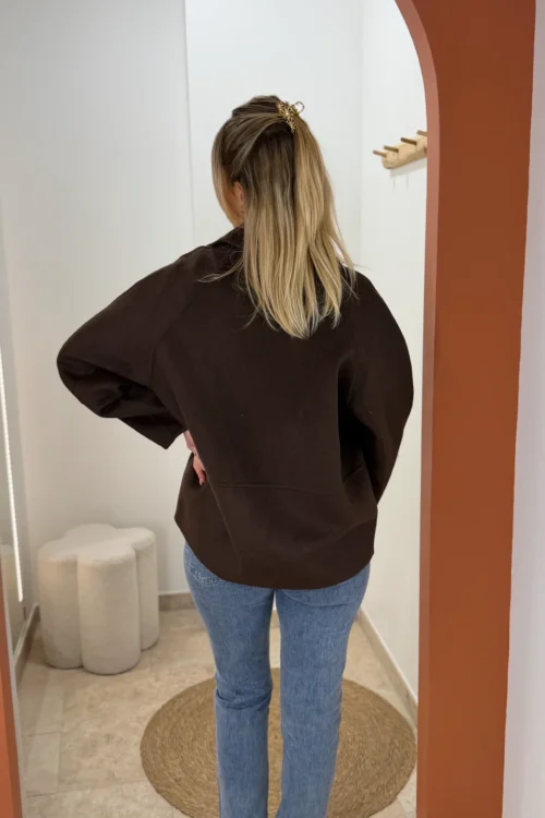 Caban femme laine chocolat à deux poches | Dream By C