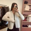Cardigan zippé femme écru à poches, taille unique | Dream By C