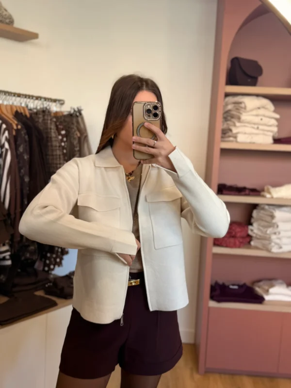 Cardigan zippé femme écru à poches, taille unique | Dream By C
