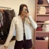 Cardigan zippé femme écru à poches, taille unique | Dream By C