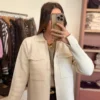 Cardigan zippé femme écru à poches, taille unique | Dream By C